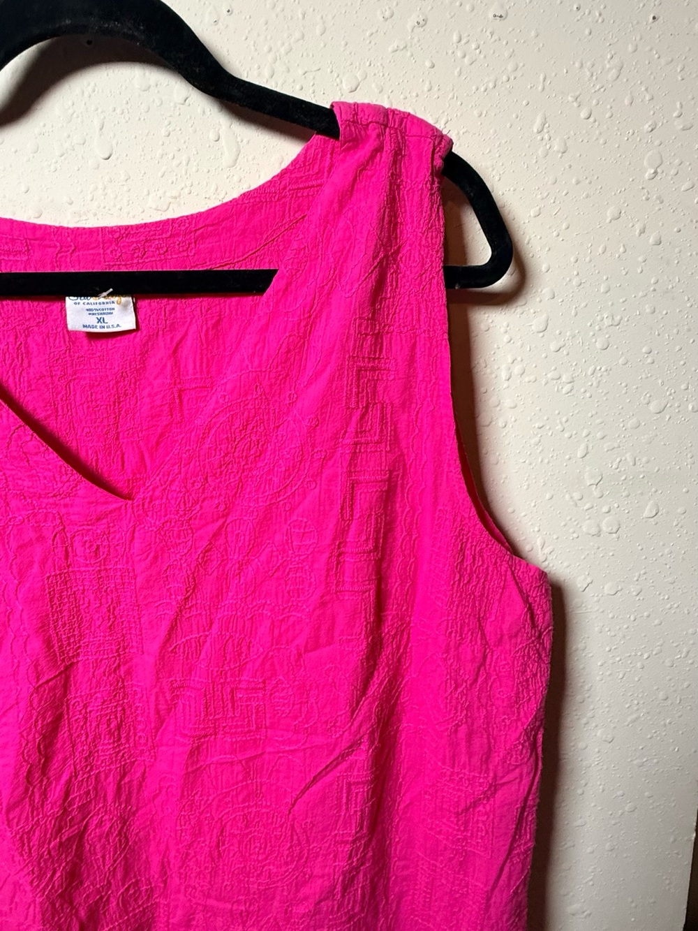 Sea Breeze California Hot Pink Crinkle Swim Cover Up Textured Beach USA Made - Picture 4 of 9